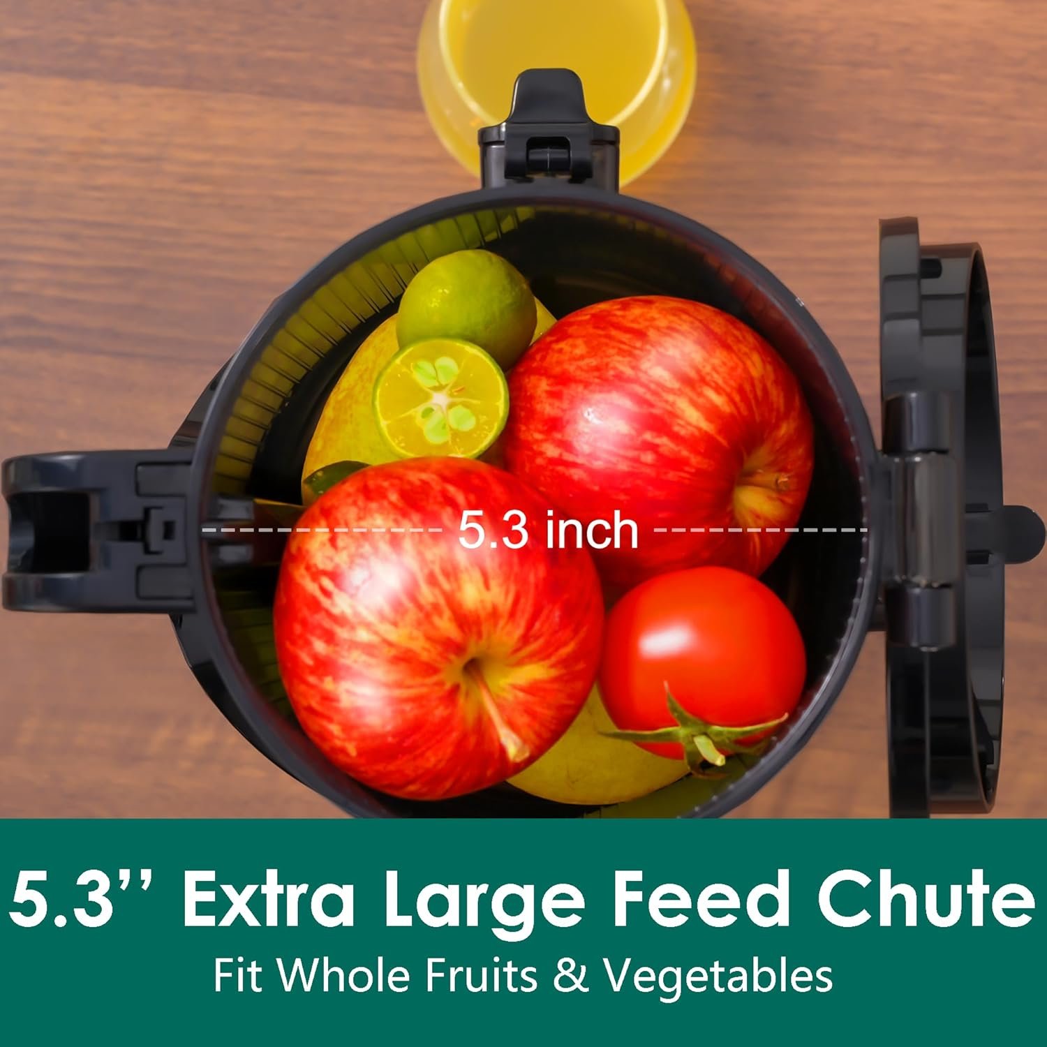 Fretta Cold Press Juicer Machines, Slow Masticating Juicer with 5.3" Extra Large Feed Chute Fit Whole Fruits & Vegetables, Self Feeding Effortless for Batch Juicing, BPA Free 250W(Black) - Image 3
