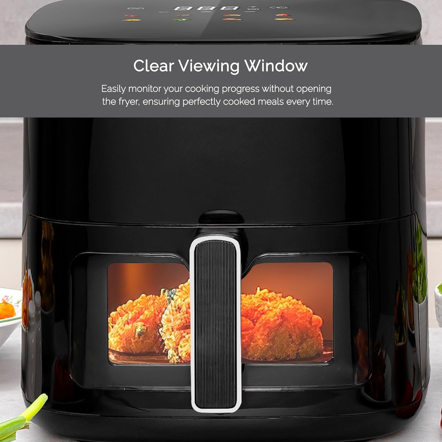 Innoteck 5L Visible Digital Air Fryer - 5.3QT Family Size - Glass Window with One Touch Screen Temperature & Controls - Air Frying, Roast, Dehydrate, Bake, & Reheat - Large Capacity - Oil Less Cooking - Image 6