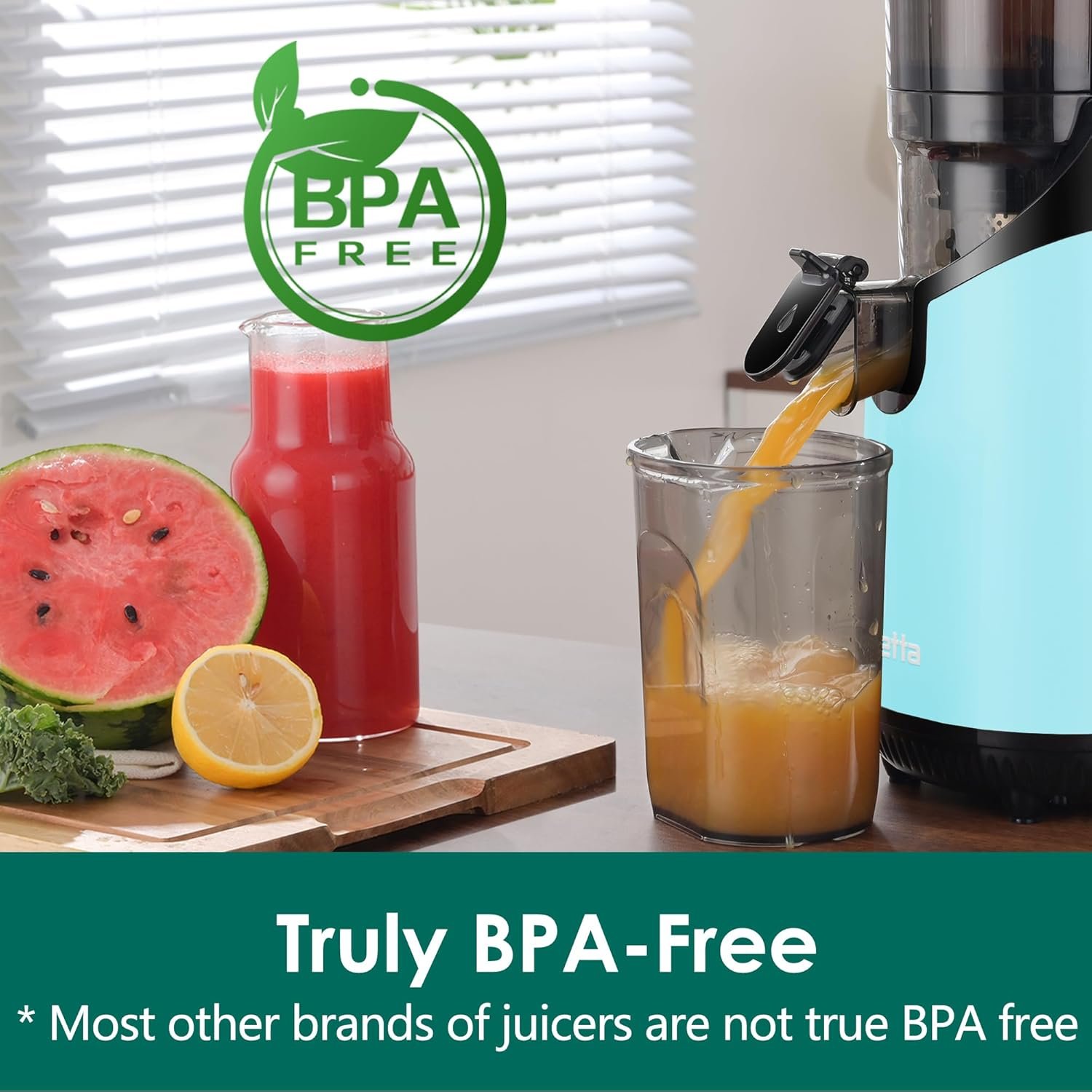 Fretta Cold Press Juicer Machines, Slow Masticating Juicer with 5.3" Extra Large Feed Chute Fit Whole Fruits & Vegetables, Self Feeding Effortless for Batch Juicing, BPA Free 250W (Blue) - Image 5