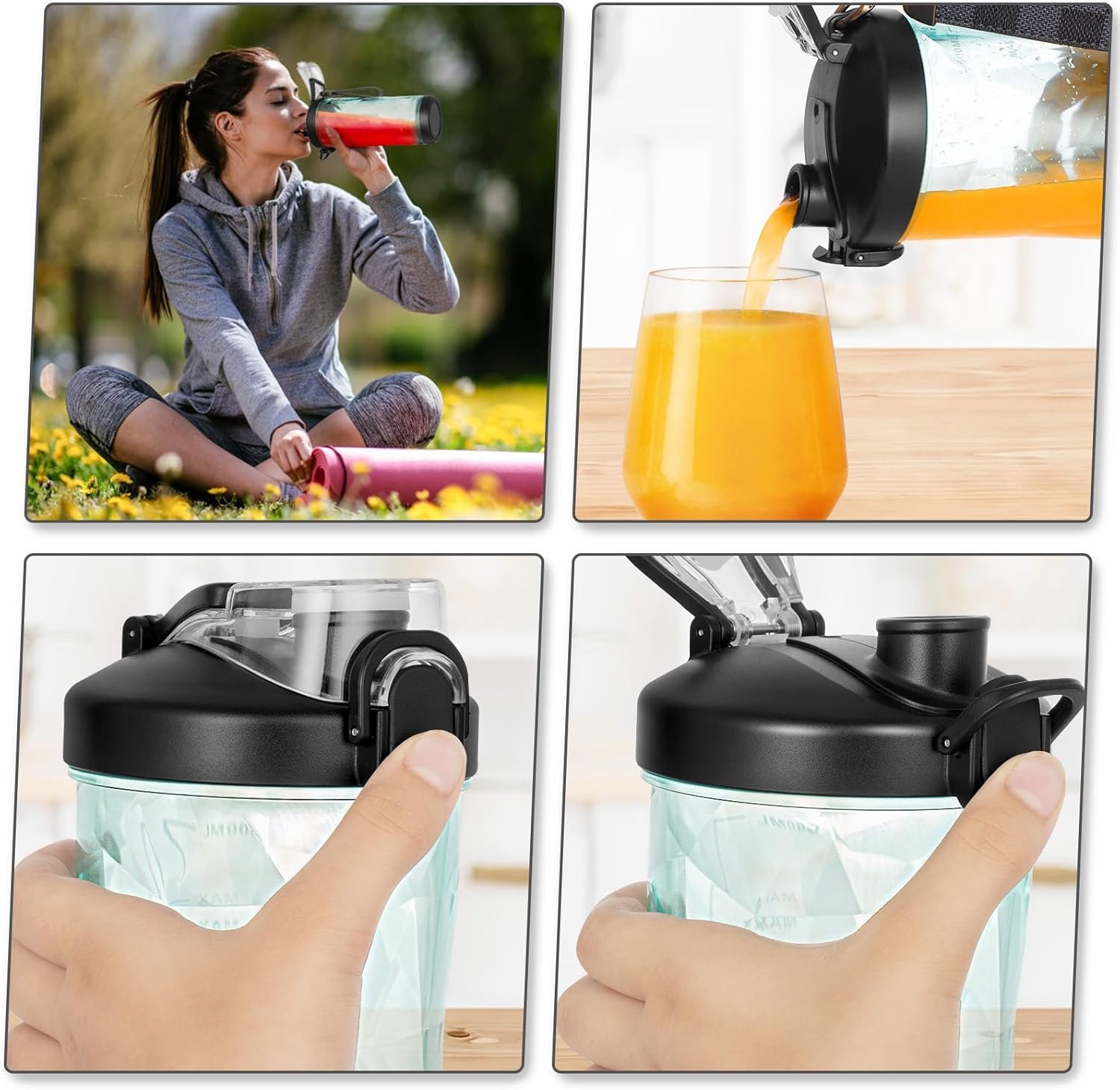 Binineew Portable Blenders for Smoothies and Shakes, 20oz Personal Blender USB Rechargeable On The Go Blender Small Juicer Cup Mixer Bottles, Travel Blender for Kitchen Food Sports Gym (Black) - Image 7