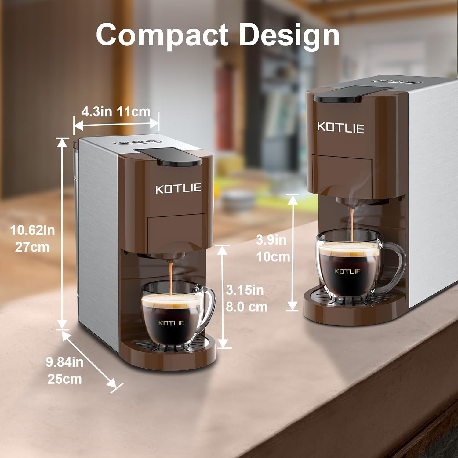 KOTLIE Single Serve Coffee Maker,4in1 Espresso Machines for Nespresso & K-cups/L'OR/Ground Coffee/illy Coffee ESE,19Bar Espresso Maker,1450W Fast Heat Coffee Machine - Image 8