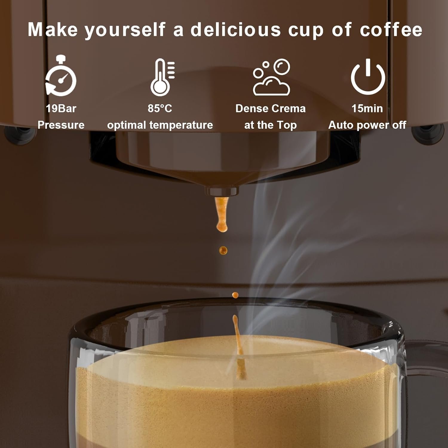 KOTLIE Single Serve Coffee Maker,4in1 Espresso Machines for Nespresso & K-cups/L'OR/Ground Coffee/illy Coffee ESE,19Bar Espresso Maker,1450W Fast Heat Coffee Machine - Image 4