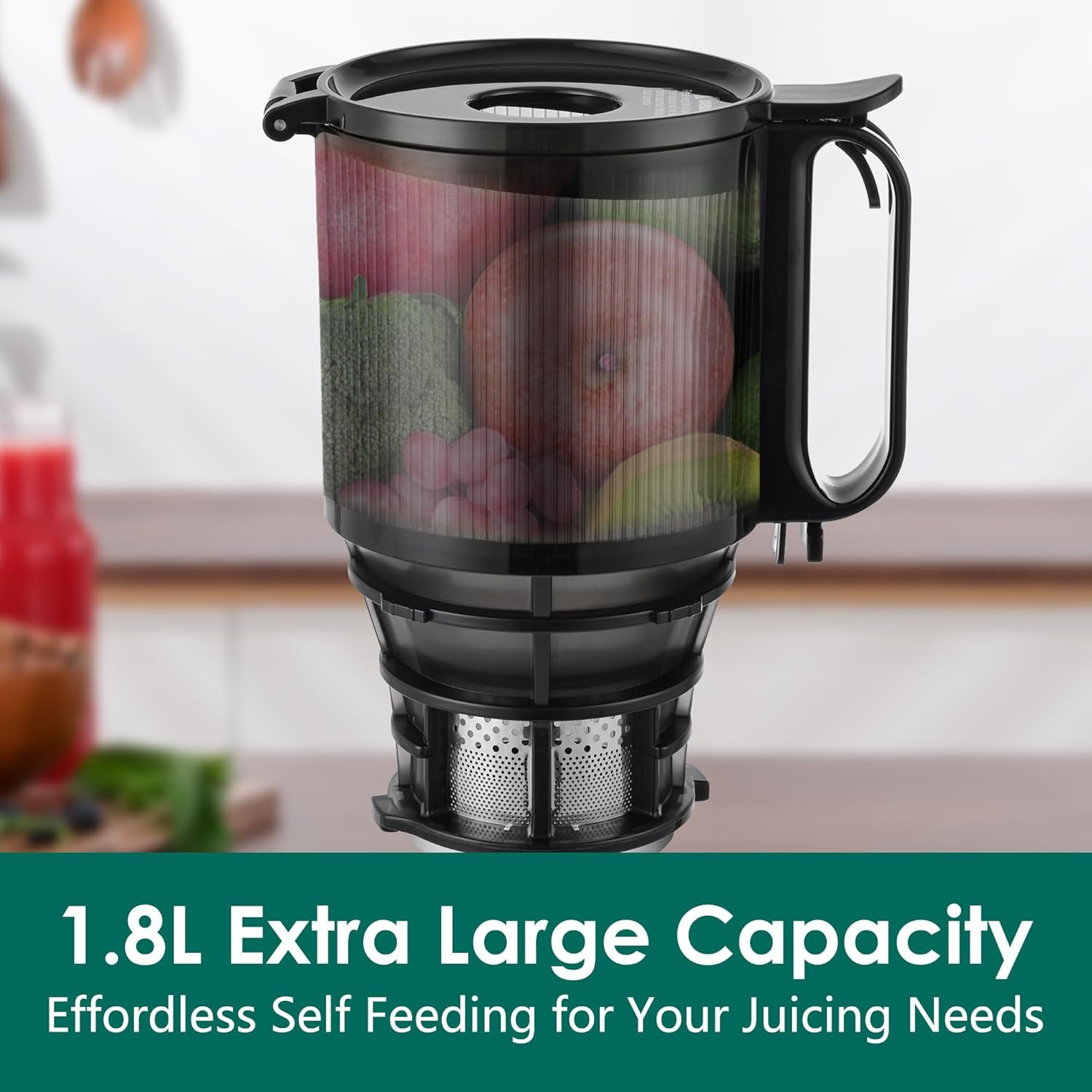 Fretta Cold Press Juicer Machines, Slow Masticating Juicer with 5.3" Extra Large Feed Chute Fit Whole Fruits & Vegetables, Self Feeding Effortless for Batch Juicing, BPA Free 250W (Blue) - Image 4