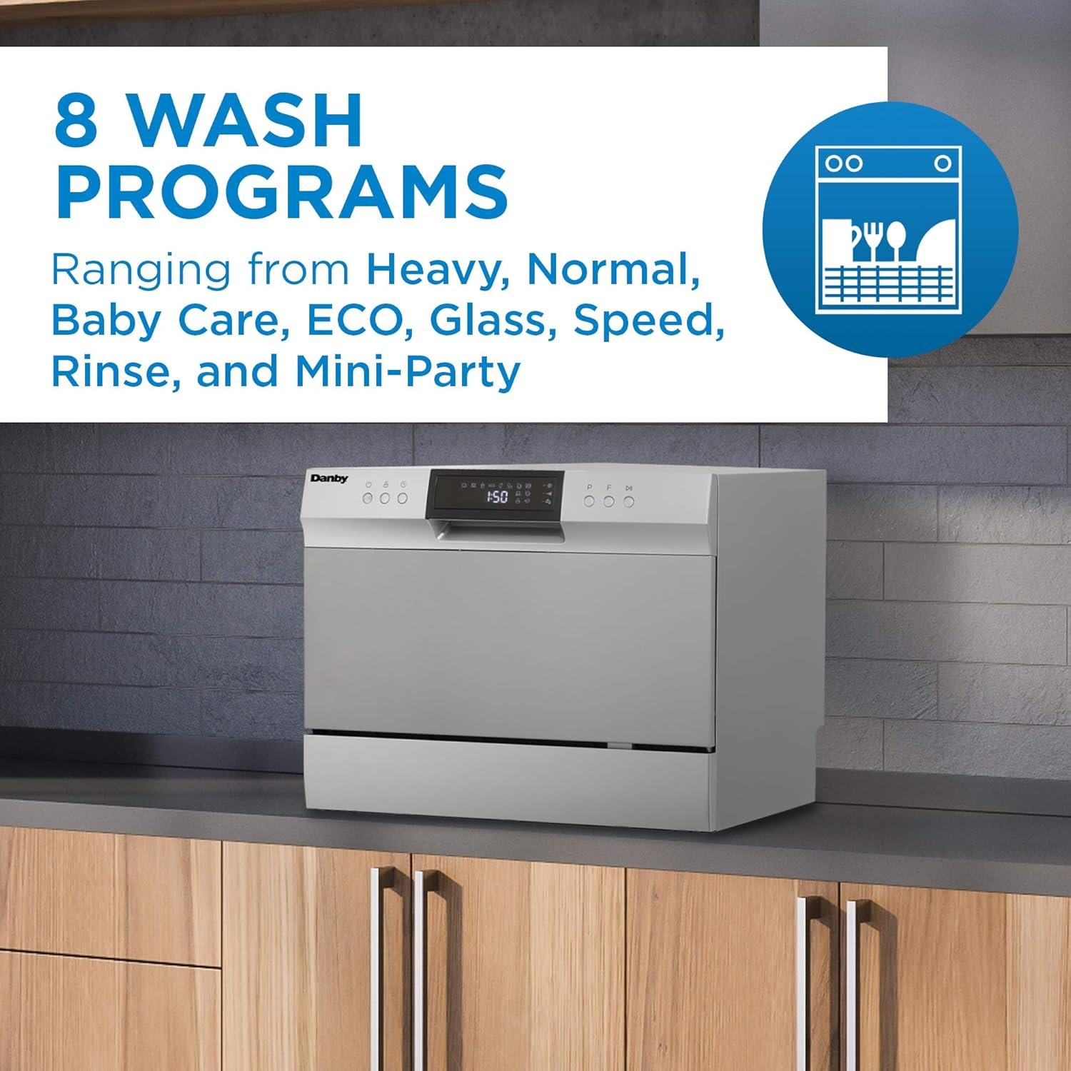 Danby DDW631SDB Portable Countertop Dishwasher with 6 place Settings and Silverware Basket, LED Display, Energy Star, Silver - Image 14