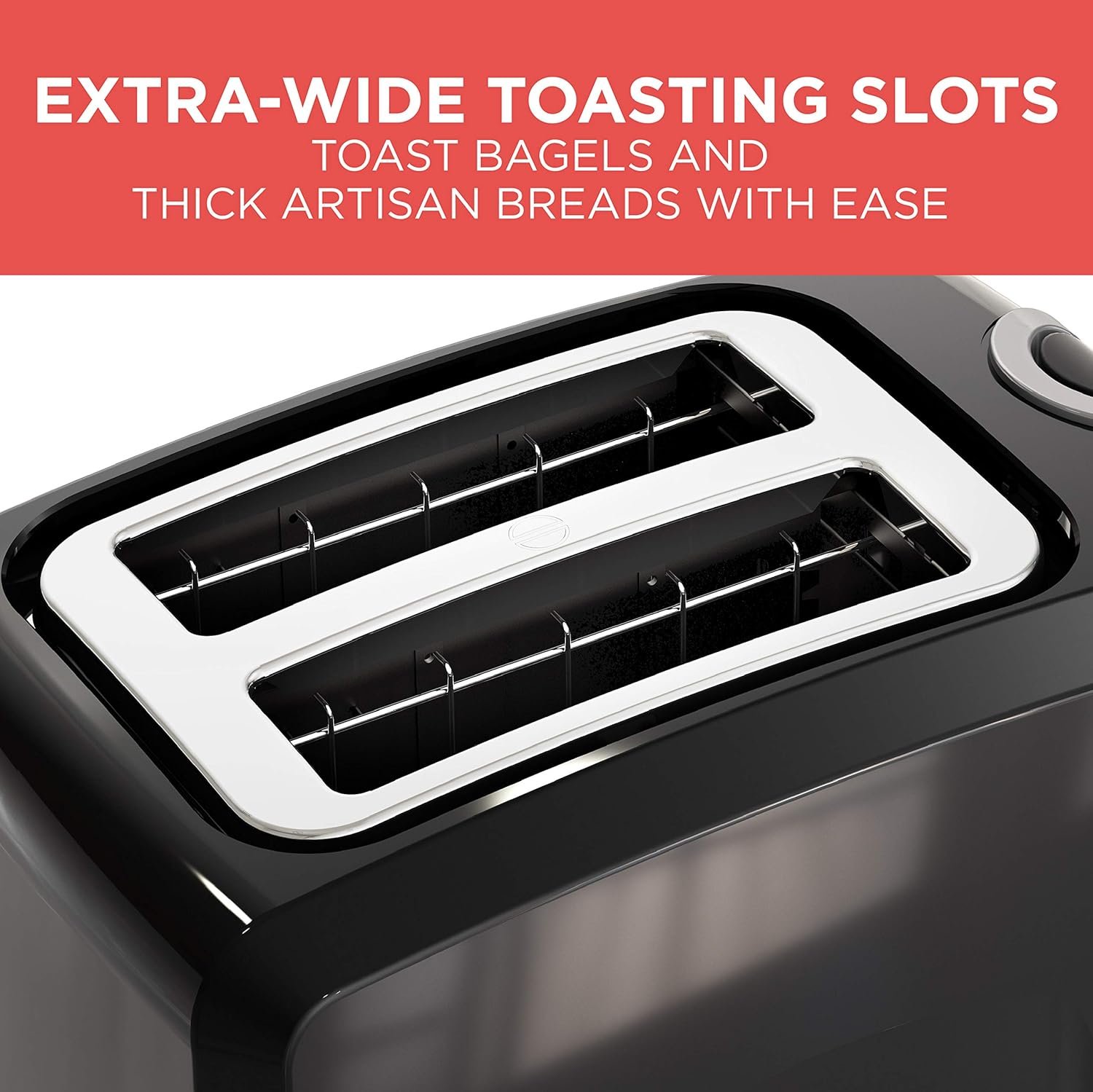 Black & Decker 2-Slice Extra-Wide Slot Toaster, Square, Black - Image 4