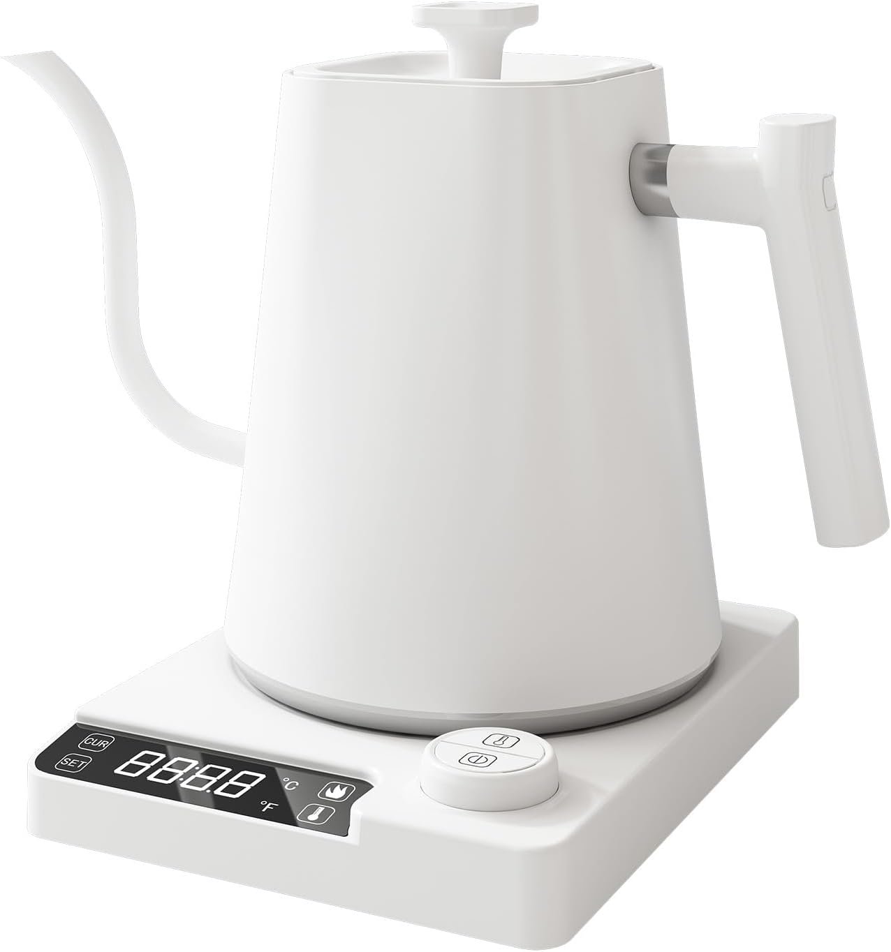VICBINLY Electric Gooseneck Kettle, 1.0L Pour Over Kettle and Coffee Kettle, 100% Stainless Steel Inner Lid and Bottom, 1200 Watt Quick Heating, White TKWT02G - Image 2