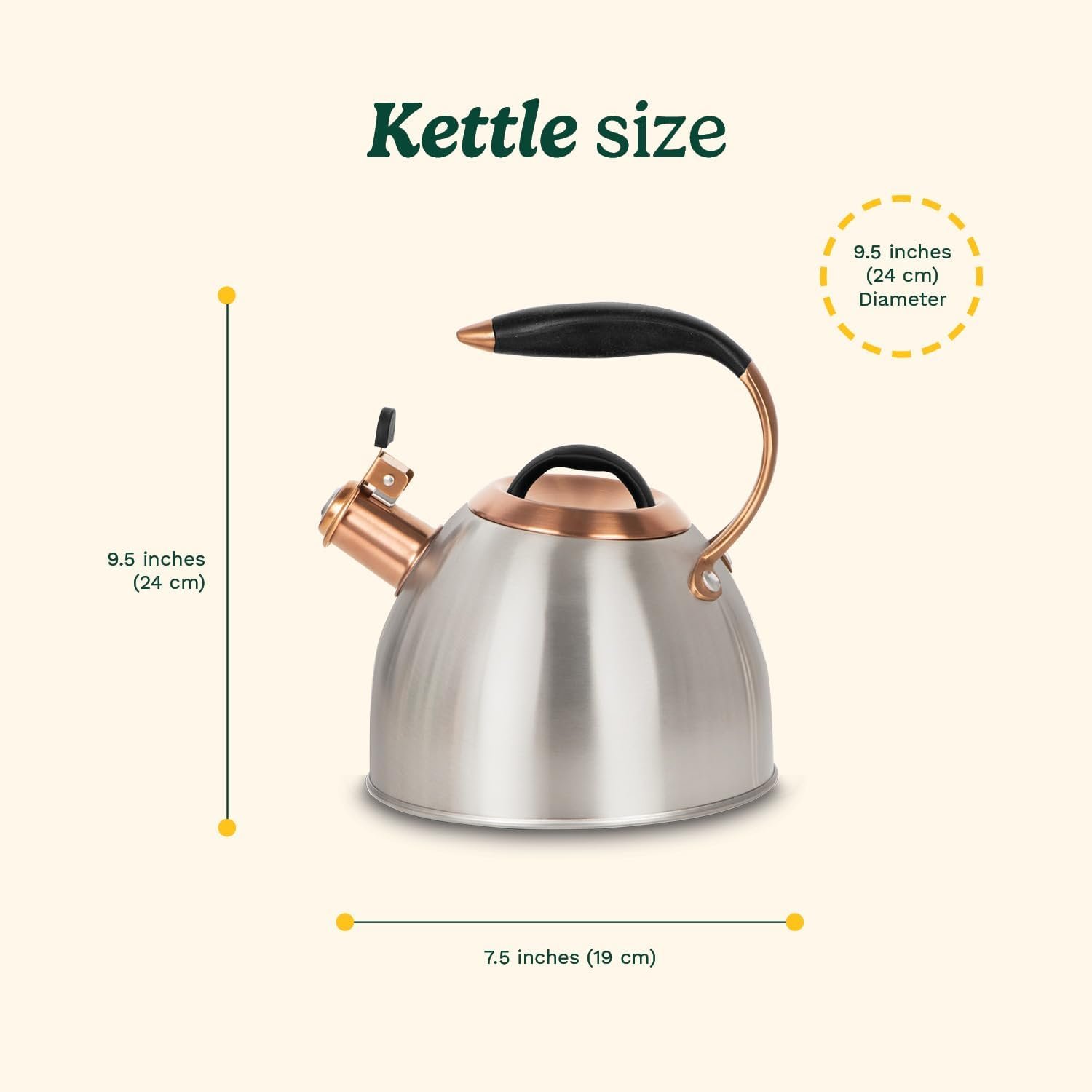 Cuisinart Stovetop Whistling Kettle, Stainless Steel, Bronze Accents, Cool Grip Handle (CTK-BZC) - Image 4