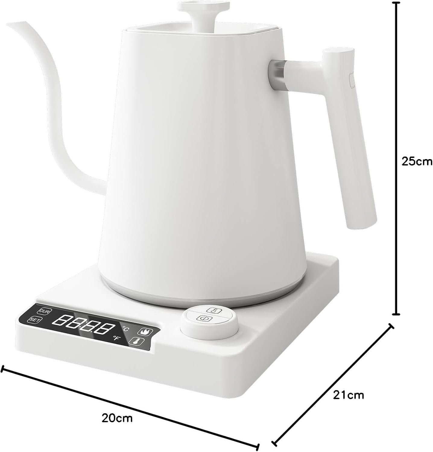 VICBINLY Electric Gooseneck Kettle, 1.0L Pour Over Kettle and Coffee Kettle, 100% Stainless Steel Inner Lid and Bottom, 1200 Watt Quick Heating, White TKWT02G - Image 9