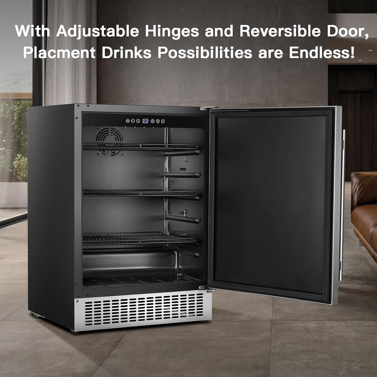 BODEGA Beverage Cooler 24 Inch, Built-in and Freestanding Beverage Refrigerator 180 Cans, Stainless Steel Under Counter Beverage Fridge Perfect for Soda, Water, Beer - Image 9