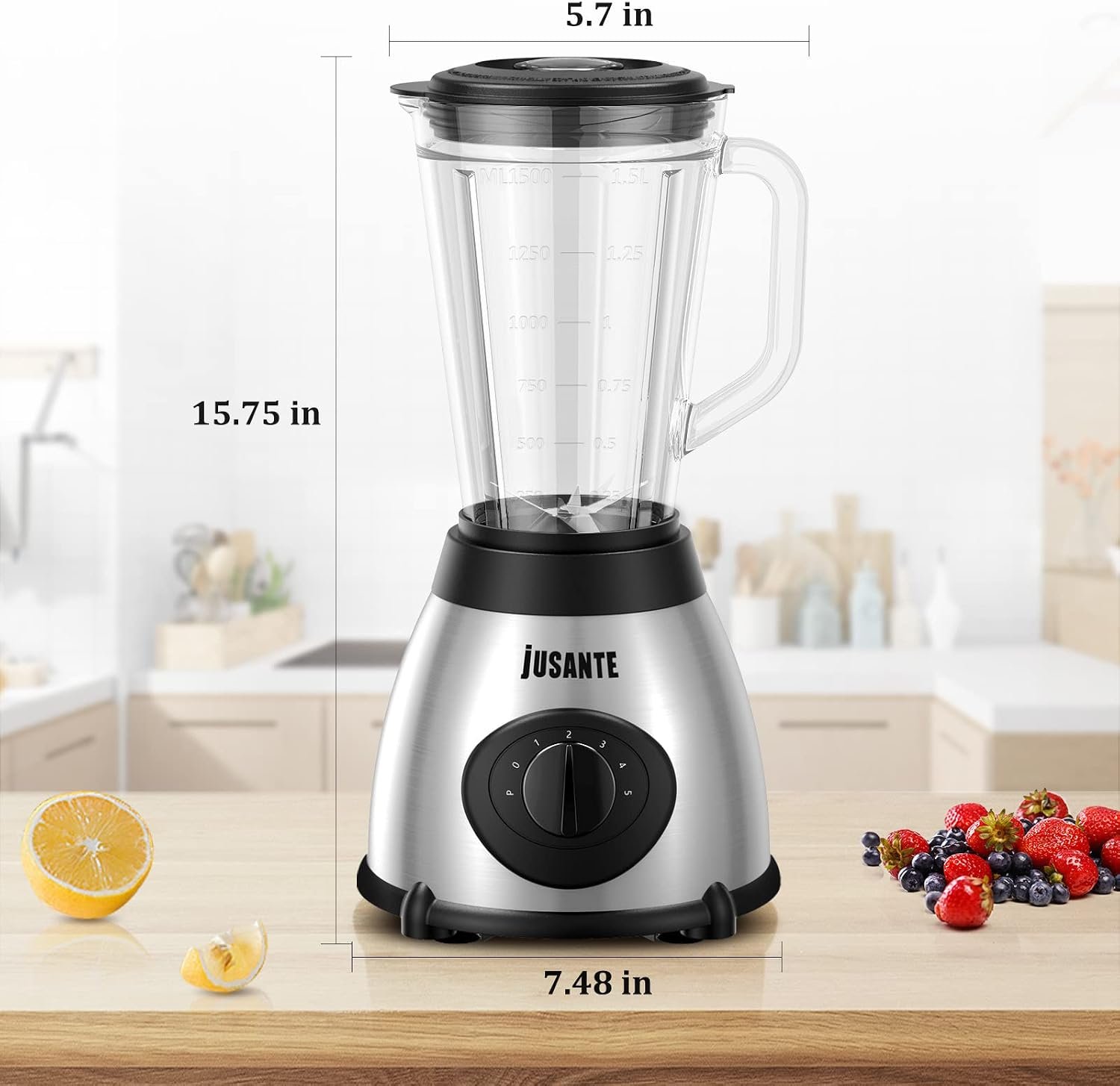 JUSANTE Smoothie Blender, 1000W Professional Kitchen Blender with Glass Jar for Shakes & Smoothies High Speed Countertop Blender for Ice Frozen Drinks - Image 8