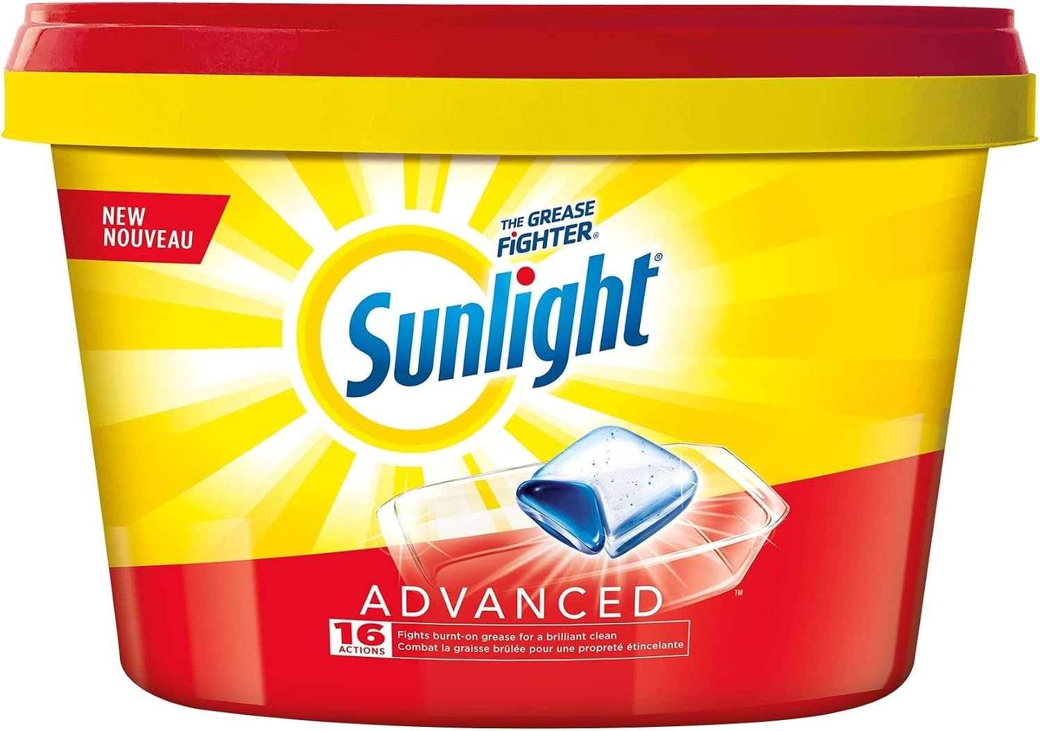 Sunlight Dishwasher Detergent, Advanced 48 Power Pacs, 696g - Image 2