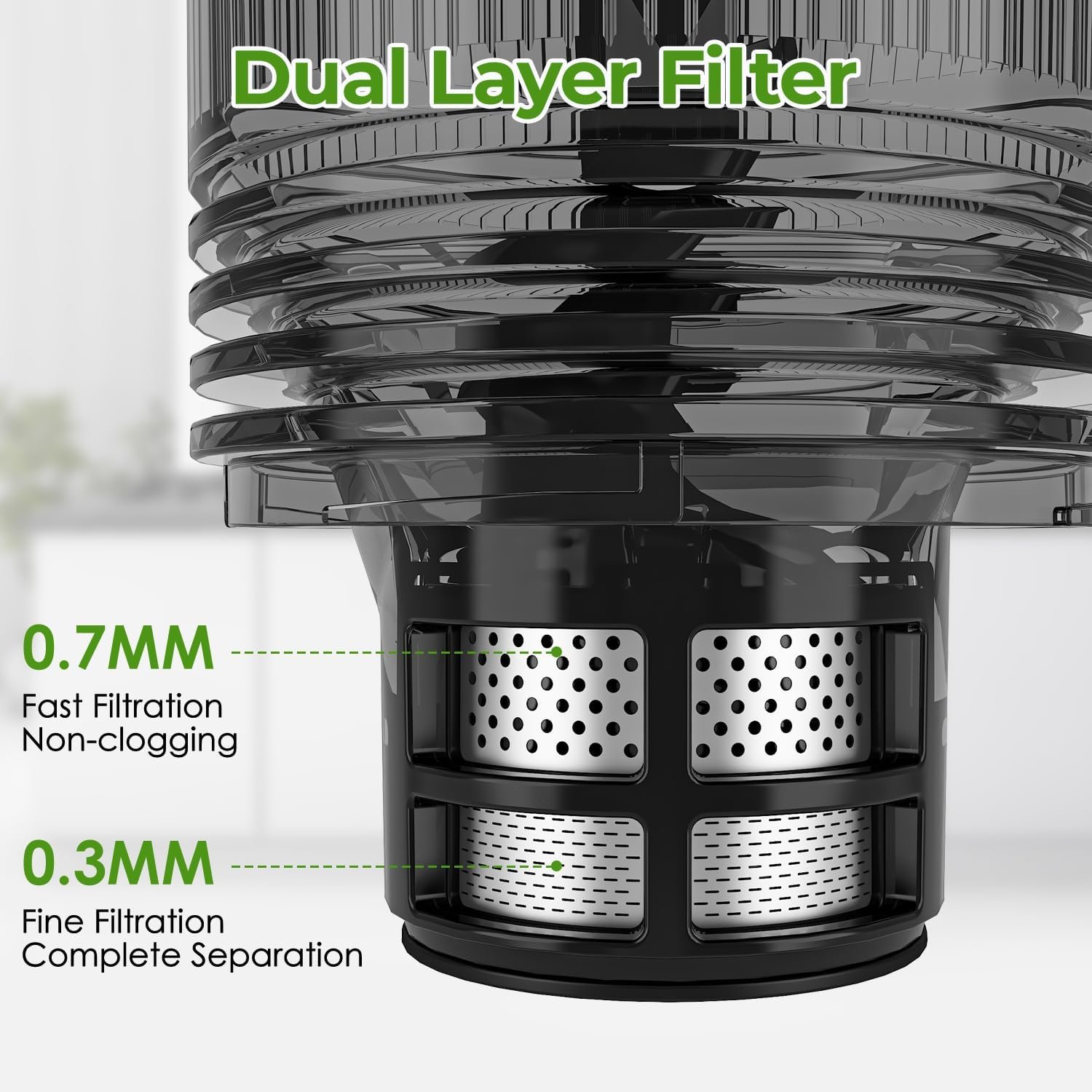 Masticating Juicer, 6.2" Slow Cold Press Juicer with Extra-Large Feeding Chute, Pure Juicer Machines for whole Vegetables & Fruits, Easy to Clean with Brush - Image 12