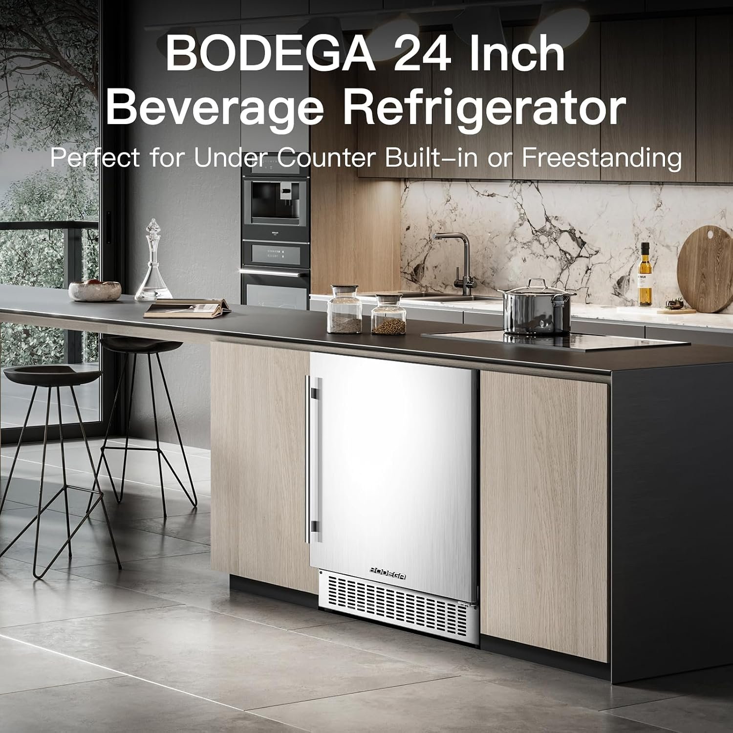 BODEGA Beverage Cooler 24 Inch, Built-in and Freestanding Beverage Refrigerator 180 Cans, Stainless Steel Under Counter Beverage Fridge Perfect for Soda, Water, Beer - Image 2