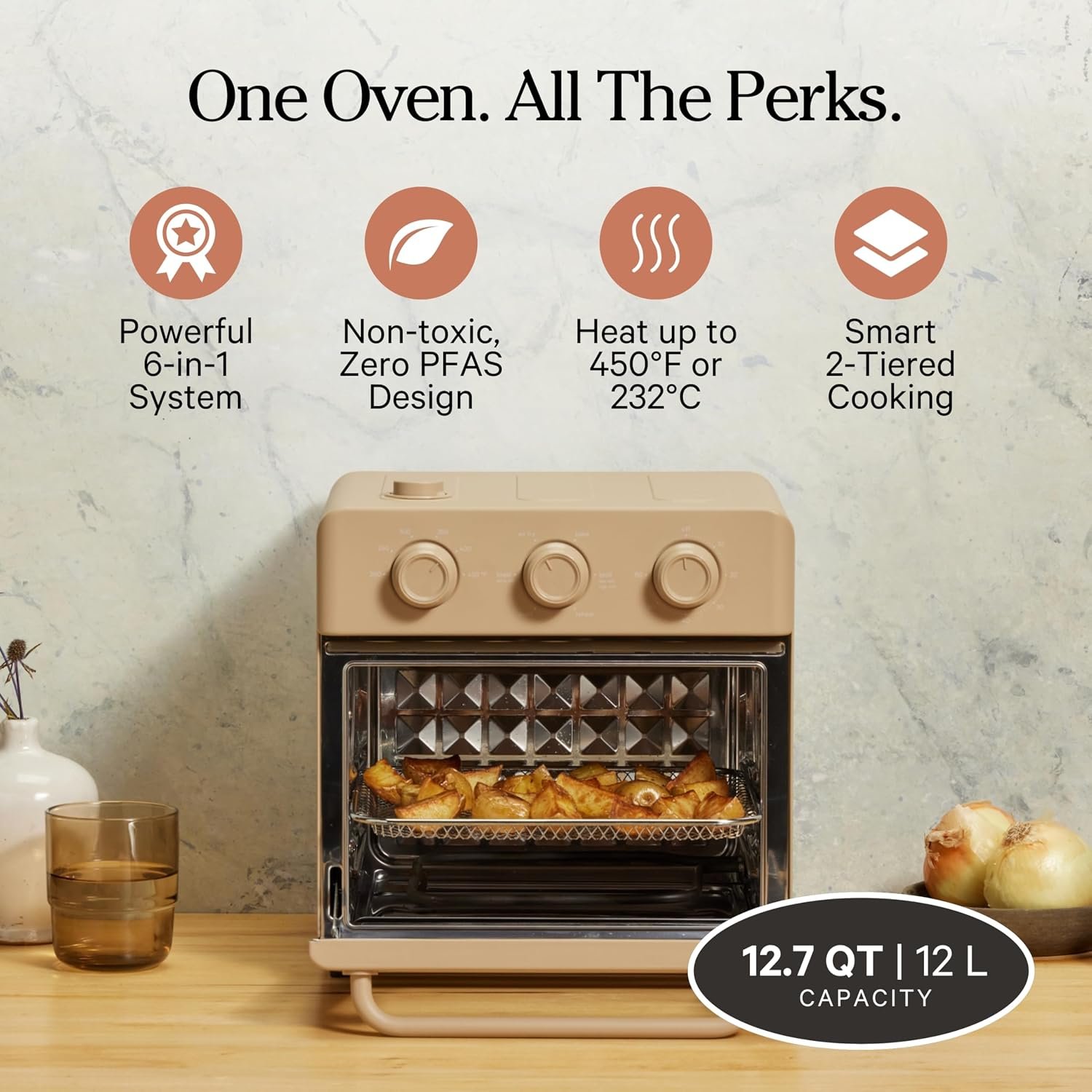 Our Place Wonder Oven | 6-in-1 Air Fryer & Toaster Oven with Steam Infusion | Compact, Countertop Friendly, Fast Preheat, Multifunctional | Air Fry, Toast, Roast, Bake, Reheat & Broil | Steam - Image 3