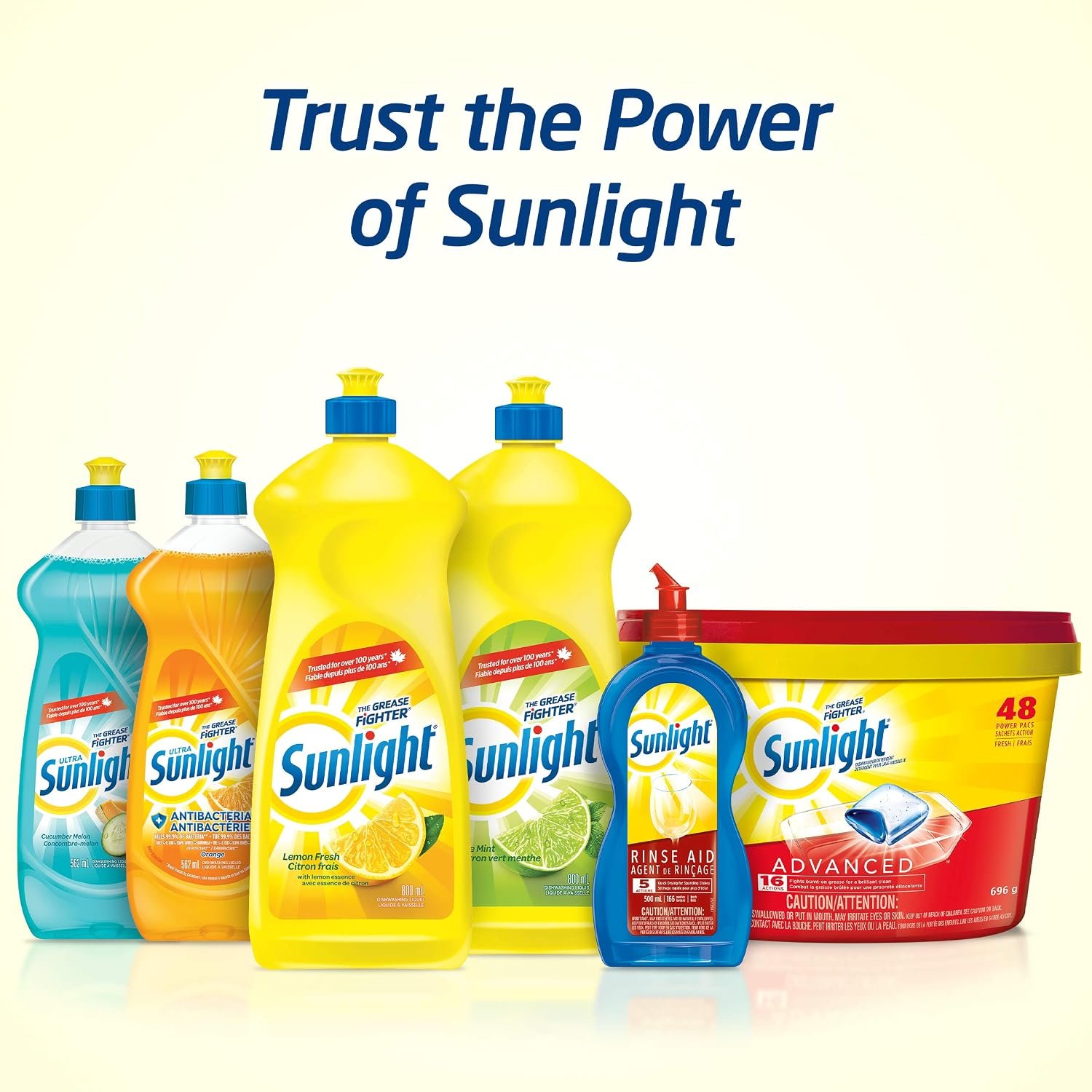Sunlight Dishwasher Detergent, Advanced 48 Power Pacs, 696g - Image 5