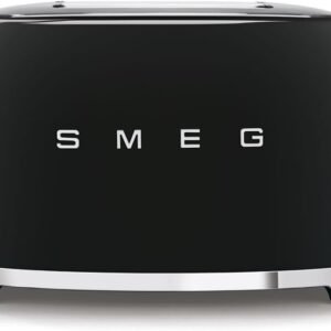 Smeg 50’s Style Retro Aesthetic 4 Slice Toaster 6 Presets with 2 Extra Wide Slots, Black, TSF02BLUS