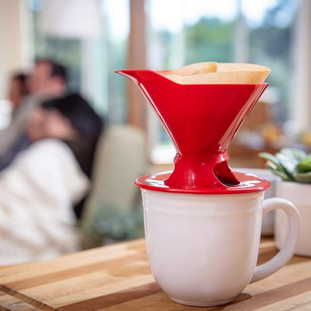 Melitta 640820 Heritage Series 1-Cup Red Plastic Pour-Over Cone Coffee Maker, Red - Image 4