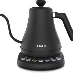 Cosori Electric Gooseneck Kettle, 5 Temp Presets, Pour Over Kettle, 0.8L | No Plastic Contact with Water, 1H Keep Warm, Stainless Steel Interior, 1200W Fast Heating, Auto Shut-Off, Boil-Dry Protection
