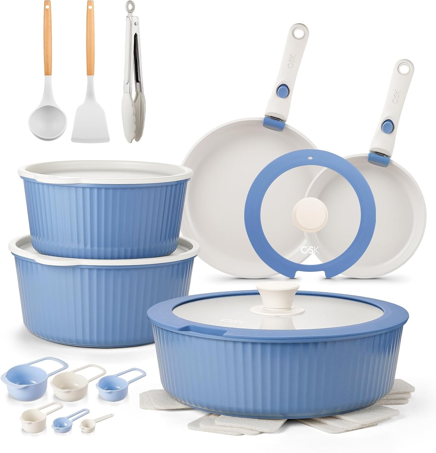 KOCH SYSTEME CS 19 Piece Pots and Pans Set with Detachable Handle, Nonstick Removable Handle Ceramic Cookware Set, Induction Kitchen Stackable Set, Dishwasher & Oven Safe, PFAS PTFE PFOA Free KOCH SYSTEME CS 19 Piece Pots and Pans Set with Detachable Handle, Nonstick Removable Handle Ceramic Cookware Set, Induction Kitchen Stackable Set, Dishwasher & Oven Safe, PFAS PTFE PFOA Free