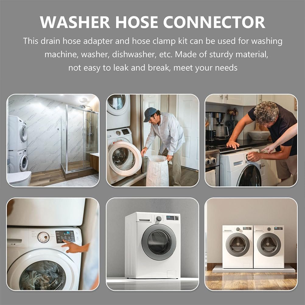3sets Dishwasher Waste Pipe Connector and Drain Hose Adapter Extension Joint for Washing Machine and Dishwasher with Hose Clamps - Image 6