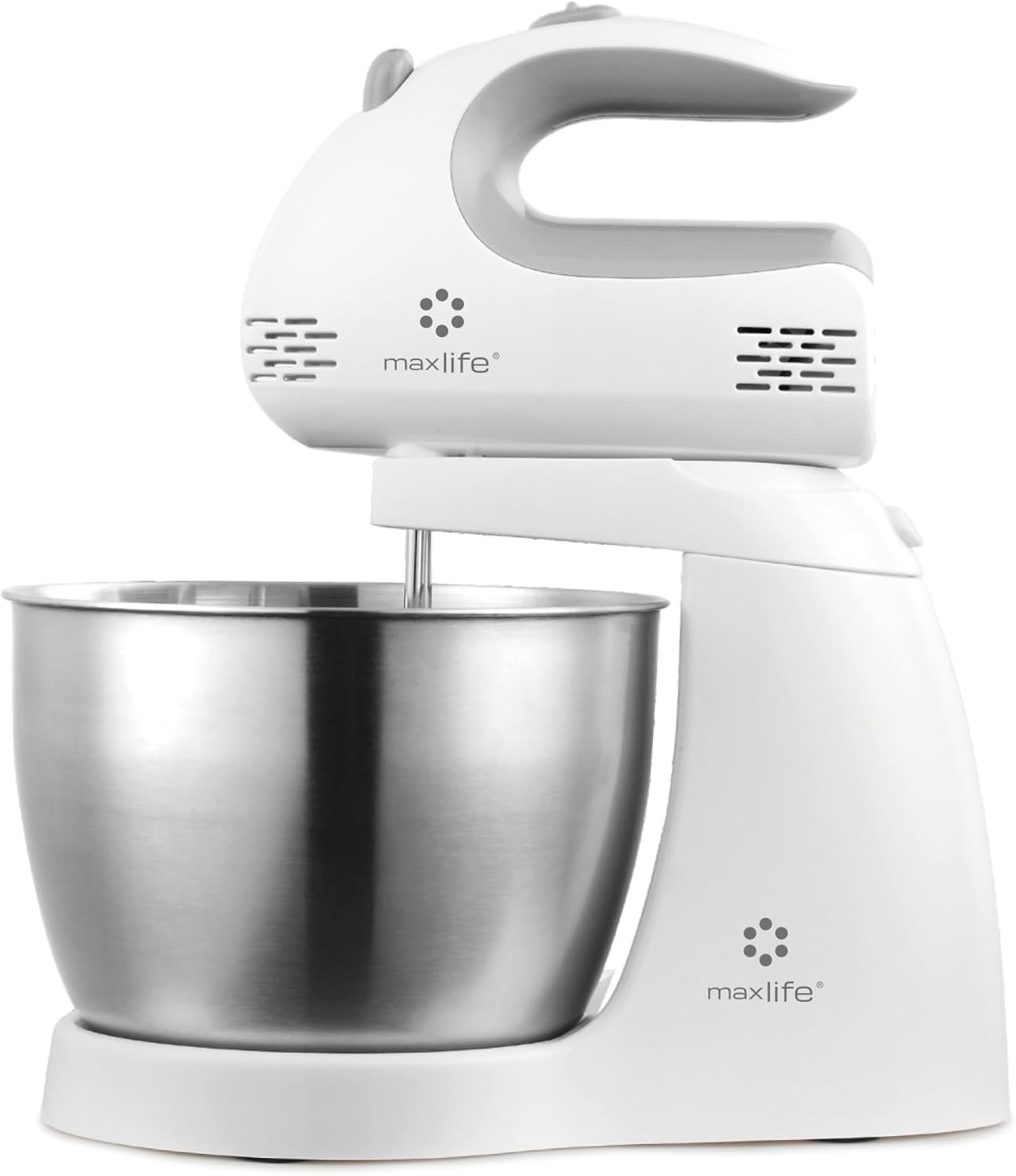 Max Life 3.2 Quarts Stand Mixer - 5-Speed Electric Powerful Stand Mixer, White, with Stainless Steel Bowl, Dough Hooks, Beaters, - Image 2