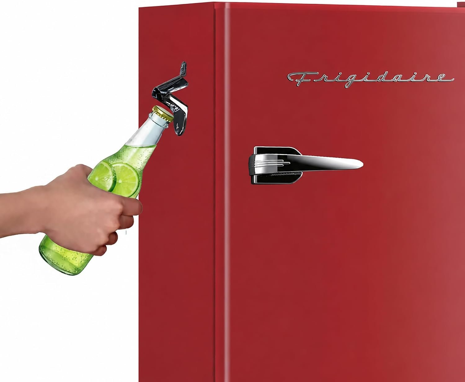 Frigidaire Retro Compact Fridge with Chiller, 3.2 cu ft Countertop Fridge with Built-in Bottle Opener, Compact Refrigerator for Office, Bedroom, Dorm Room or Cabin - 16.5" D x 19" W x 31" H (Red) - Image 9