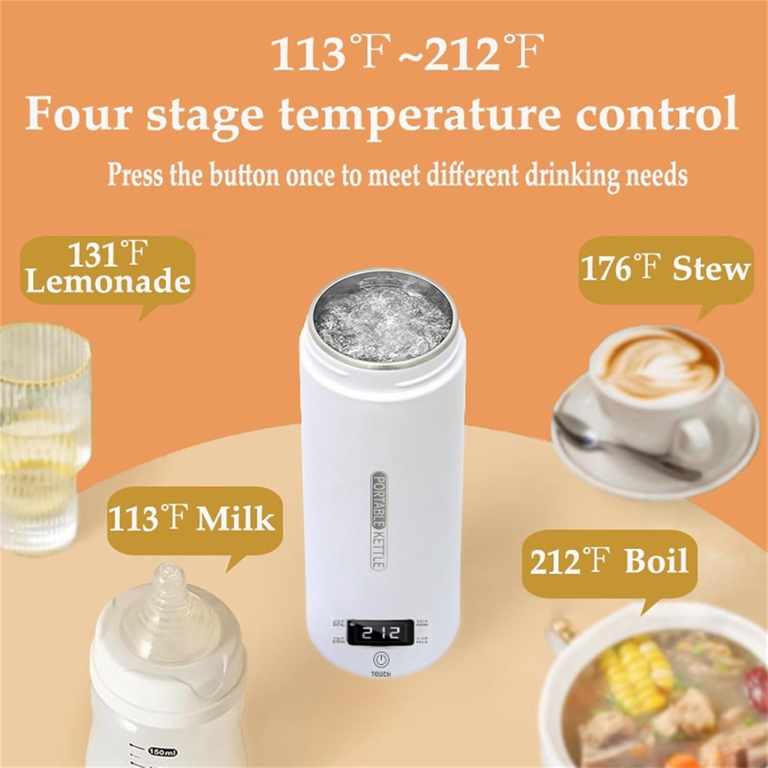 Portable Electric Kettle, 450ml Travel Kettle, Mini Tea Kettle Electric Water with Display 4 Temperature Control, Leak-Proof, Quick Boil, Stainless Steel, Auto Shut-Off, Keep Warm - Image 7