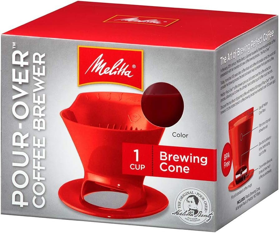 Melitta 640820 Heritage Series 1-Cup Red Plastic Pour-Over Cone Coffee Maker, Red Melitta 640820 Heritage Series 1-Cup Red Plastic Pour-Over Cone Coffee Maker, Red