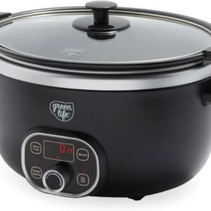 GreenLife Cook Duo Healthy Ceramic Nonstick 6QT Slow Cooker, PFAS-Free, Digital Timer, Dishwasher Safe Parts, Black