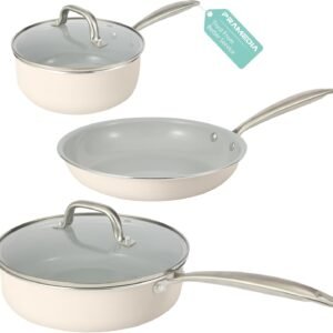 5pcs Ceramic Cookware Set,Pots and Pans Set Non Stick