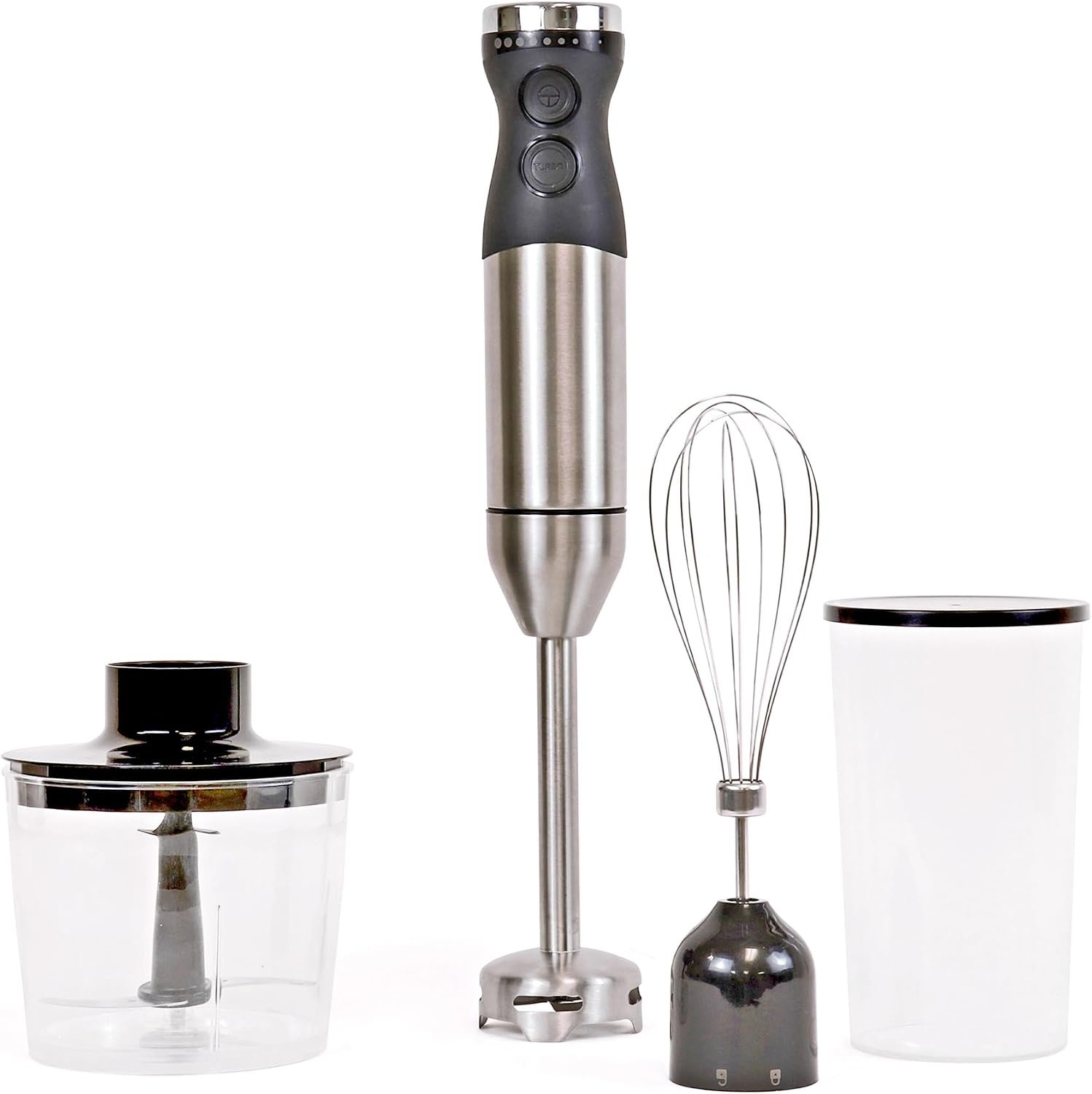Kenmore Immersion Hand Blender Mixer Variable Speed Handheld Blending Stick Smoothie Food Chopper Whisk 700mL Beaker Lid Baby Food Red Sauces Puree Soup Quad Blade Kitchen Black Silver - Image 2