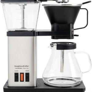 SimplyGoodCoffee THE BREWER – Plastic-Free. Coffee Maker/Coffee Machine. 8 Cup Automatic Drip Pour Over Coffee Brewer. Brewer Free of Plastic, Gold Cup Standard. Black/Stainless Steel