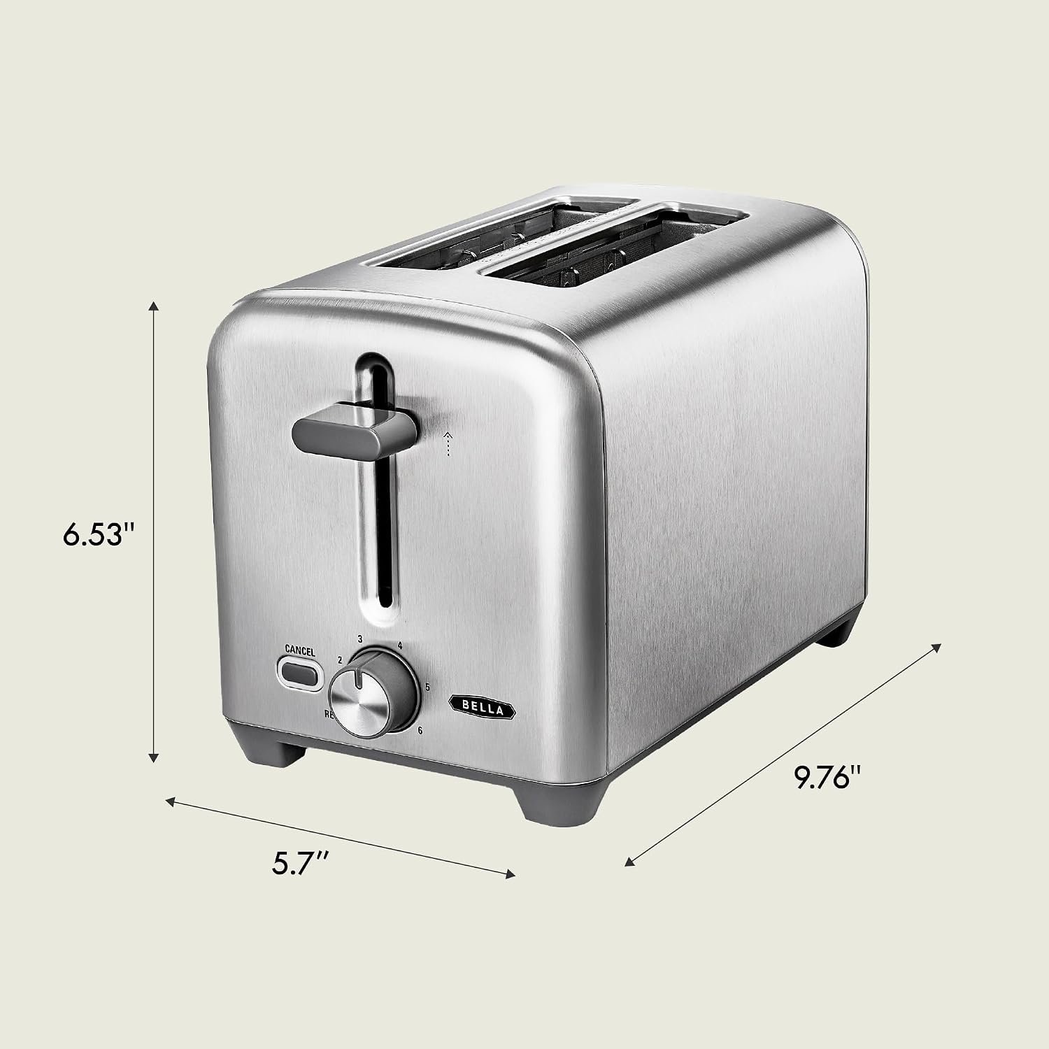 bella Stainless Steel 2 Slice Toaster with Extra Wide Slots & Removable Crumb Tray - 6 Browning Options, Auto Shut Off & Reheat Function - Toast Bread, Bagel & Waffle - Image 9