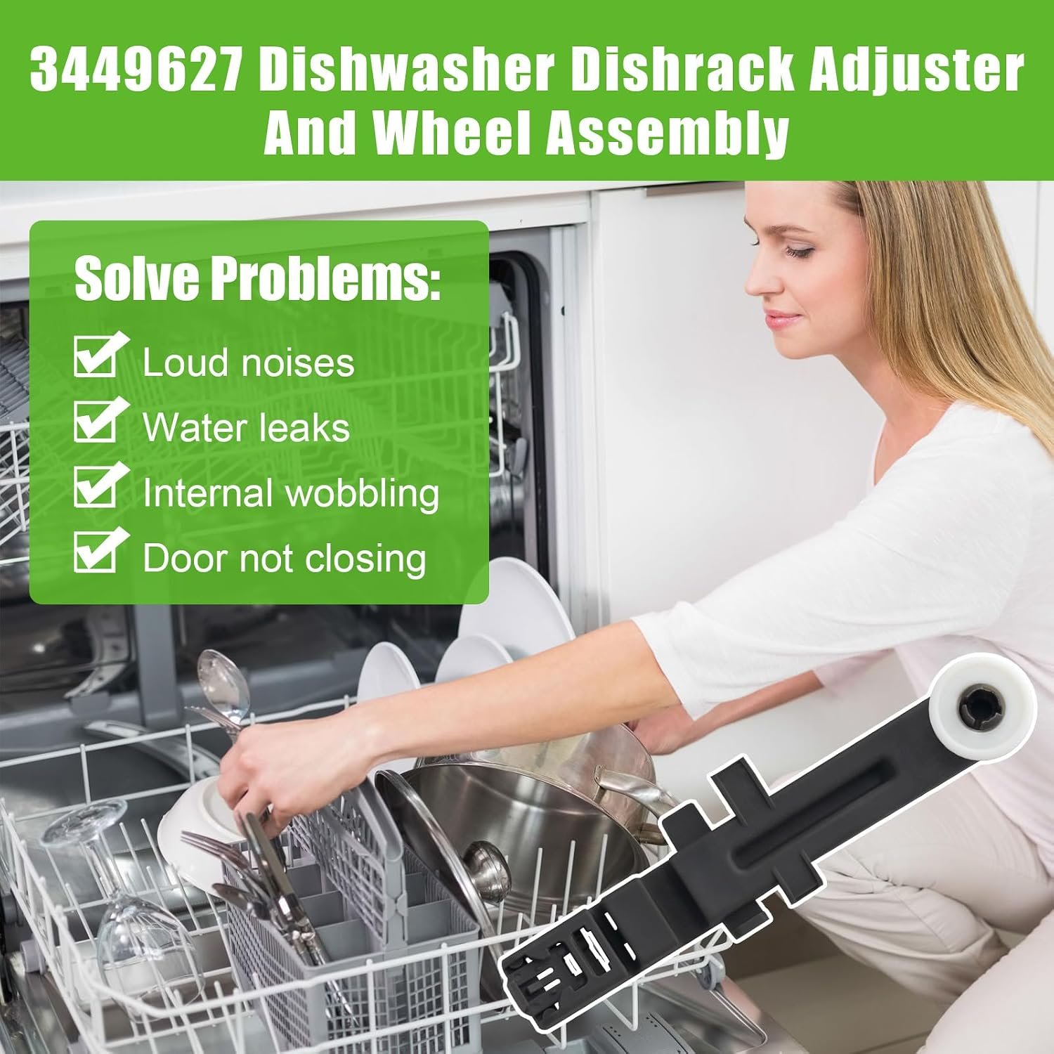 W10571738 Dishwasher Upper Dishrack Adjuster and Wheel Assembly Replacement for Whirlpool Maytag Dishwasher PS11756470, WPW10571738,AP6023130, 3449627 (4pack) - Image 6