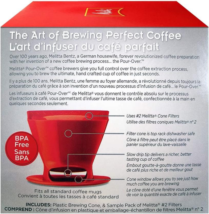Melitta 640820 Heritage Series 1-Cup Red Plastic Pour-Over Cone Coffee Maker, Red - Image 9
