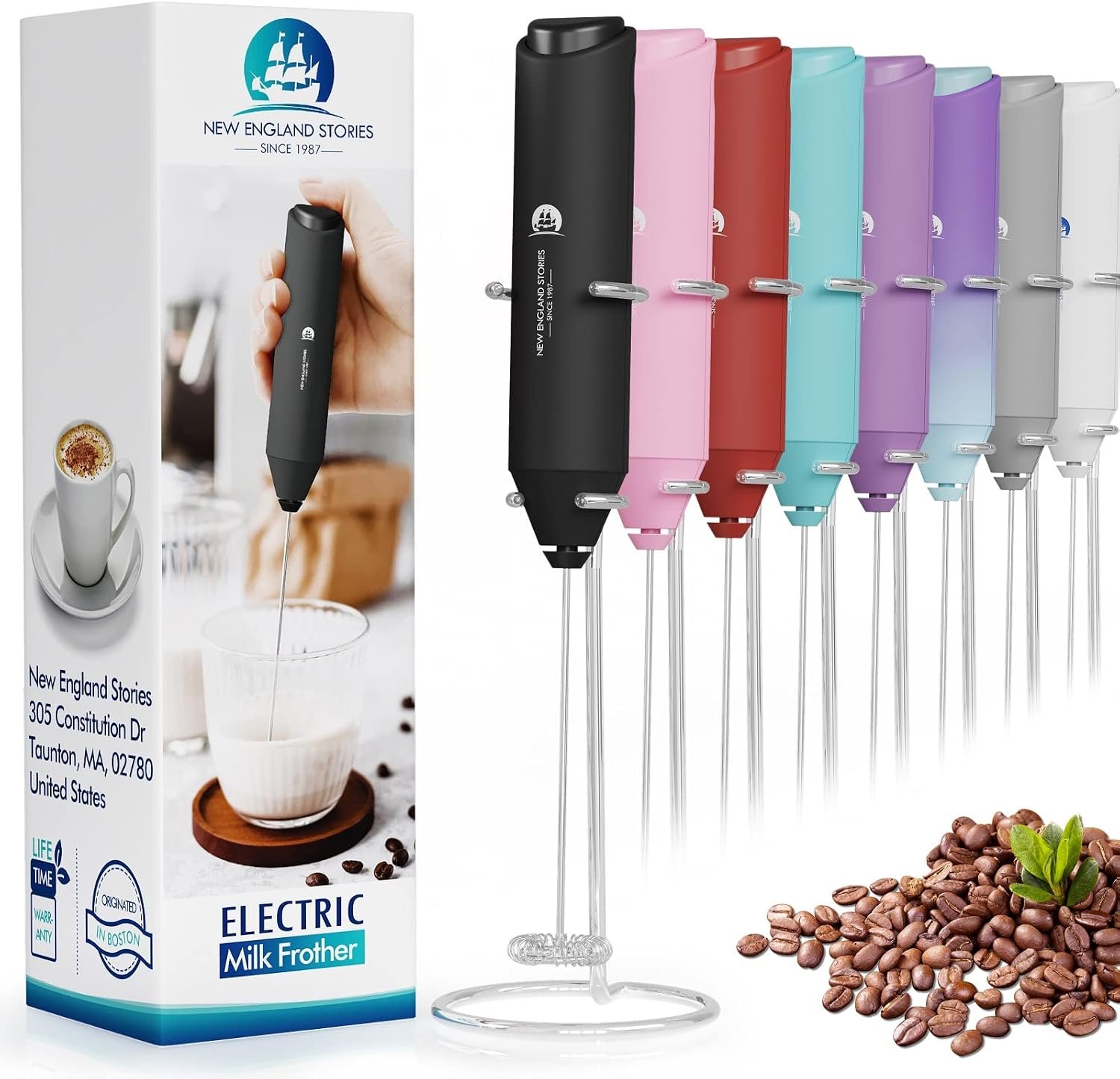 Powerful Milk Frother Handheld Foam Maker, Mini Whisk Drink Mixer for Coffee, Cappuccino, Latte, Matcha, Hot Chocolate, with Stand, Black Powerful Milk Frother Handheld Foam Maker, Mini Whisk Drink Mixer for Coffee, Cappuccino, Latte, Matcha, Hot Chocolate, with Stand, Black