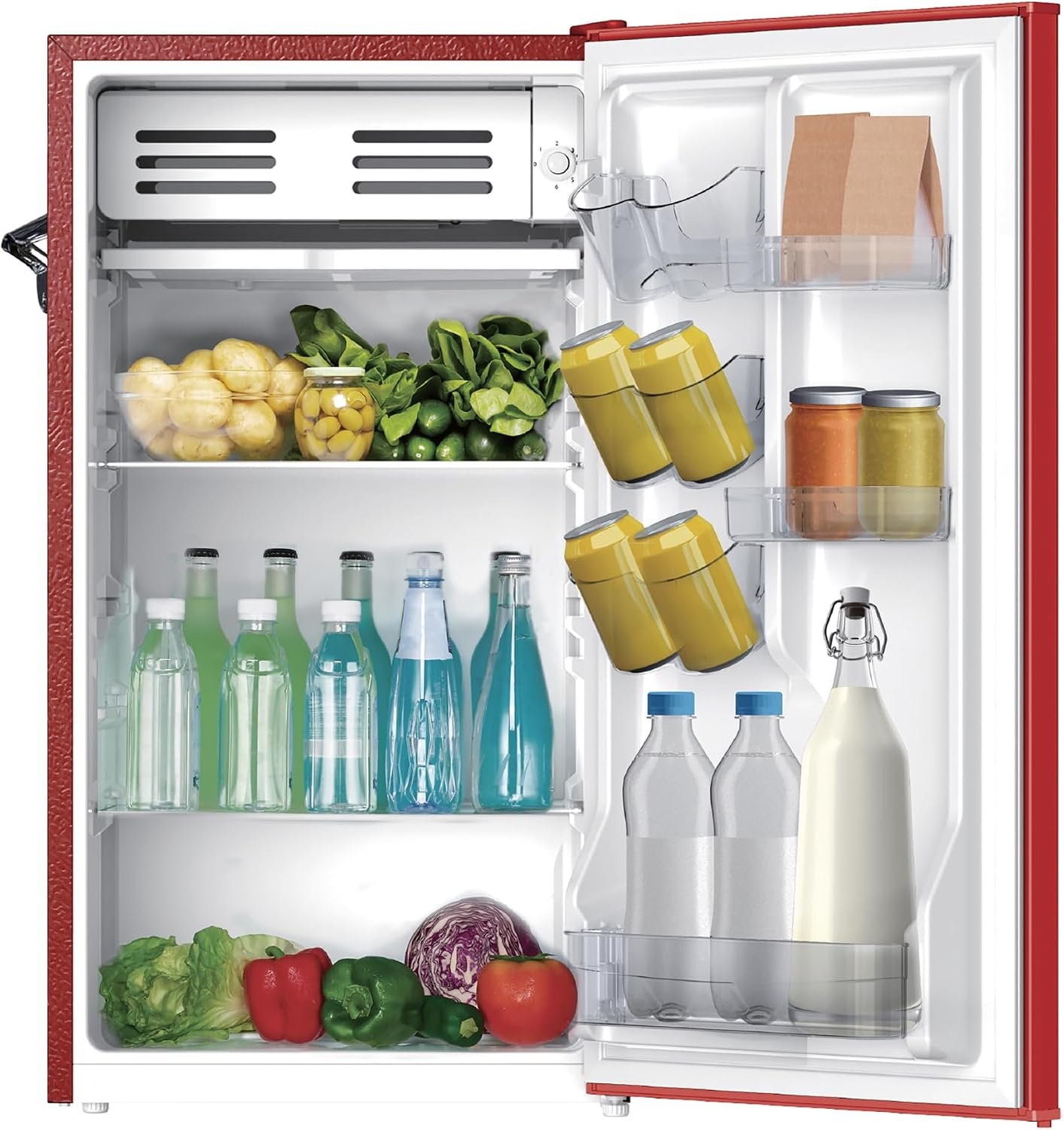 Frigidaire Retro Compact Fridge with Chiller, 3.2 cu ft Countertop Fridge with Built-in Bottle Opener, Compact Refrigerator for Office, Bedroom, Dorm Room or Cabin - 16.5" D x 19" W x 31" H (Red) - Image 10