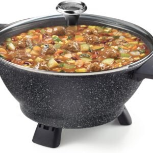 Starfrit The Rock Electric Multi Pot, 4.5L, 1500W, Rock.Tec Non-Stick | 1500W fast cooking. Rock.Tec non-stick surface. 4.5L family capacity. Variable temperature control. Glass lid included.