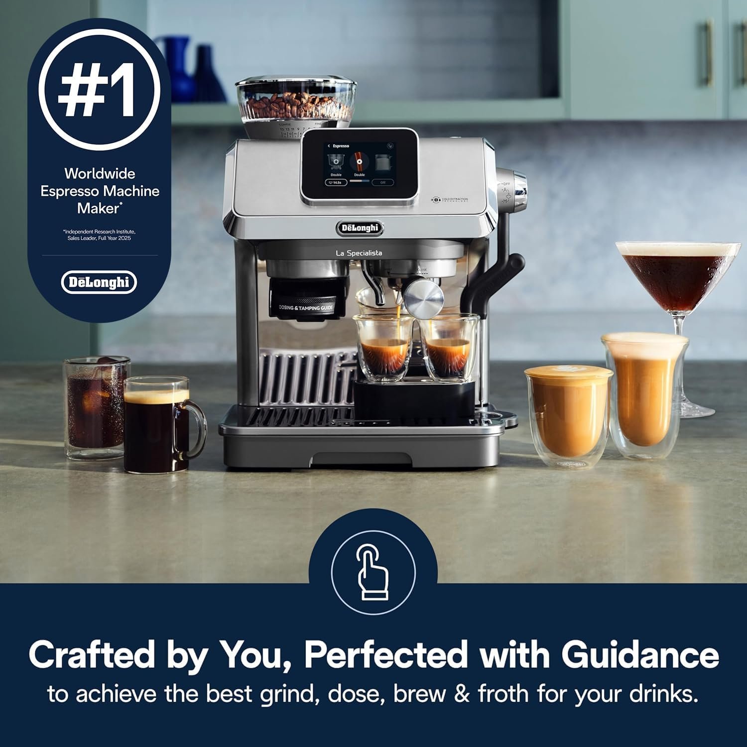 De'Longhi La Specialista Touch Espresso Machine with Coffee Grinder | #1 Worldwide Espresso Machine Maker, Guided Brewing, 10 Preset Recipes, Automatic or Manual Milk Frother, Touchscreen Display - Image 3