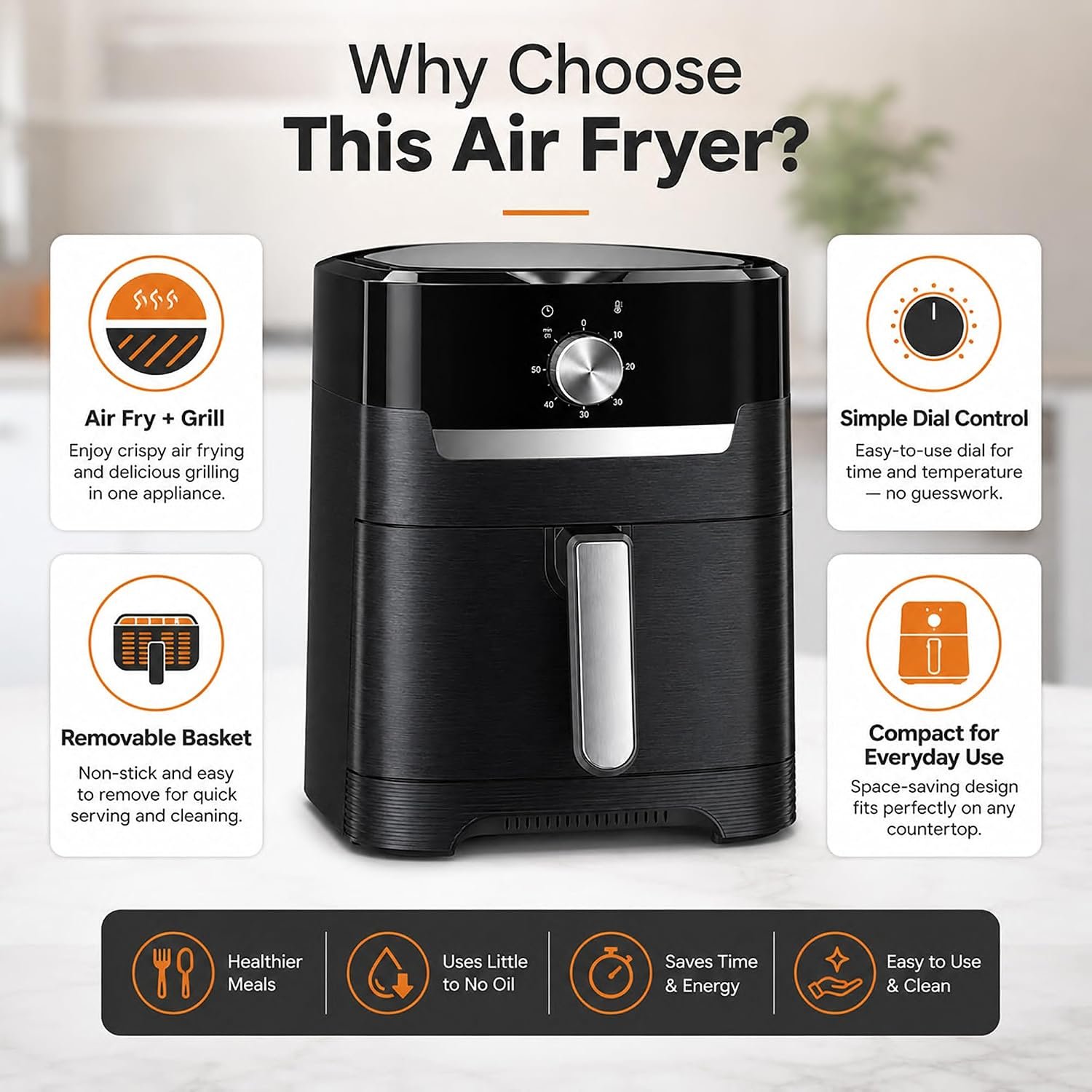 2-in-1 4.2L Easy Fry & Grill Air Fryer Adjustable Temperature - Image 10