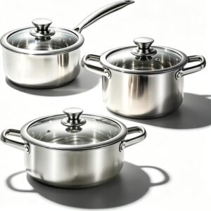 Stainless Steel pots and Pans Set, 6 Piece Kitchen Cookware Set