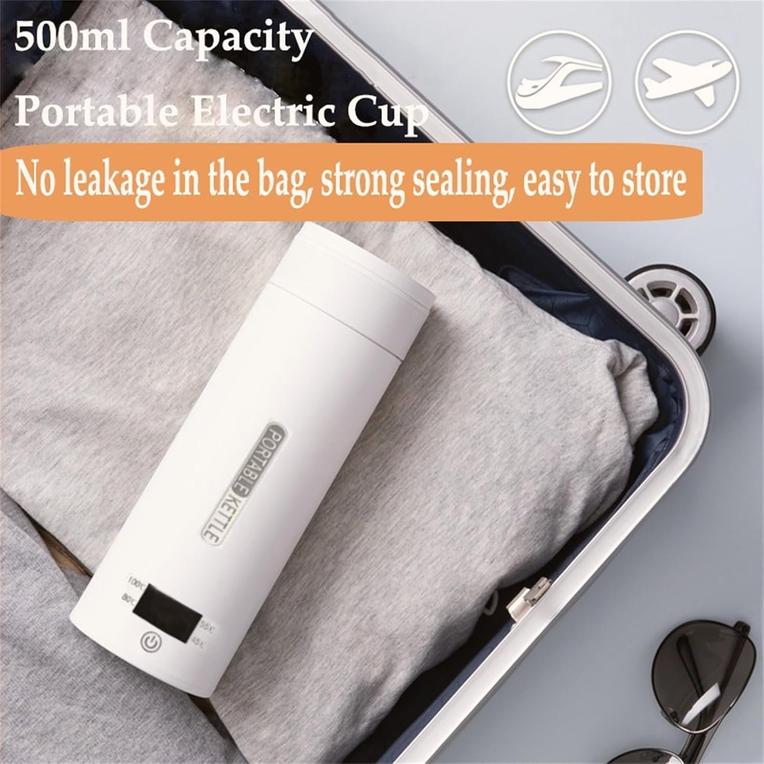 Portable Electric Kettle, 450ml Travel Kettle, Mini Tea Kettle Electric Water with Display 4 Temperature Control, Leak-Proof, Quick Boil, Stainless Steel, Auto Shut-Off, Keep Warm - Image 6