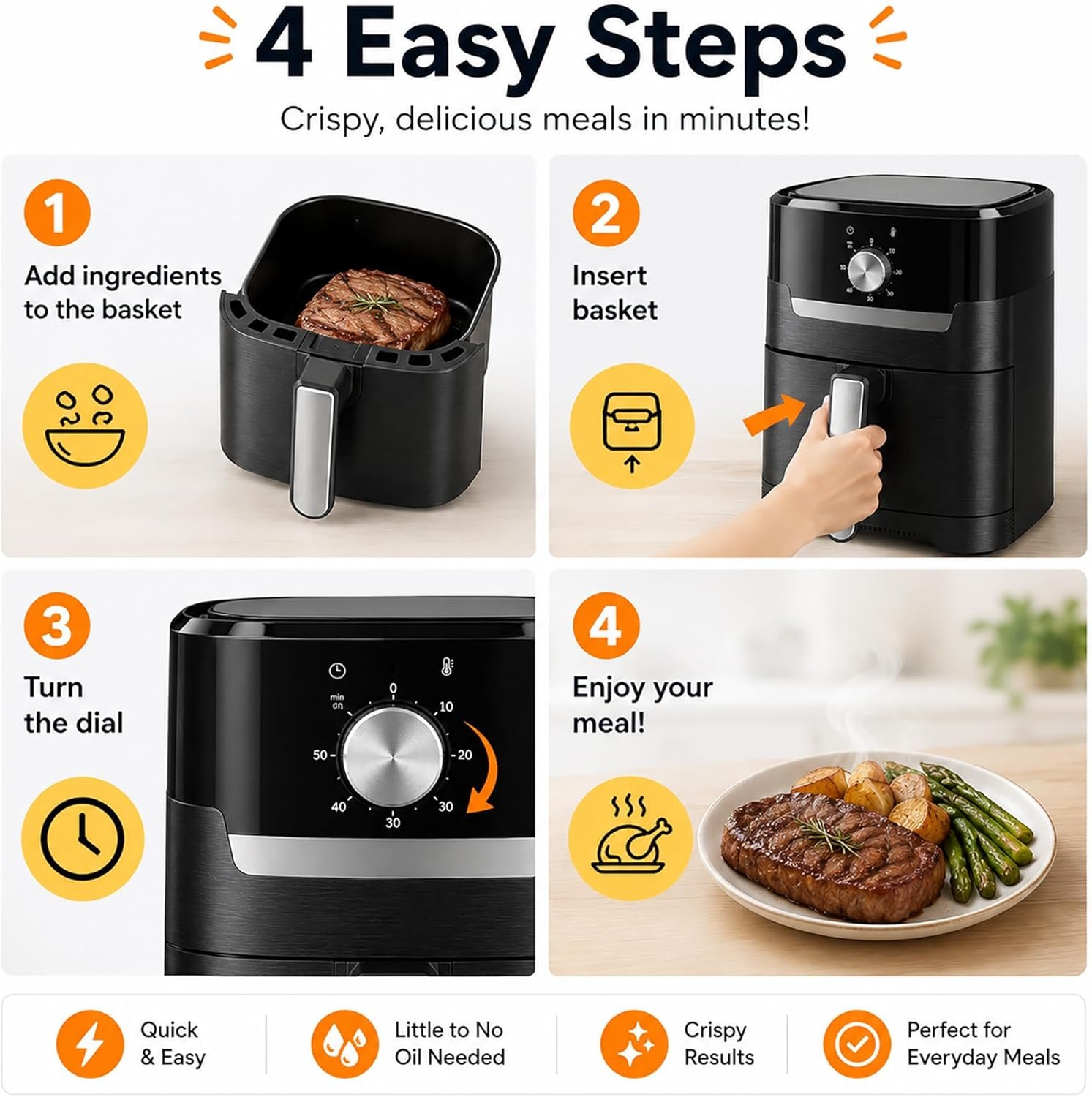 2-in-1 4.2L Easy Fry & Grill Air Fryer Adjustable Temperature - Image 5