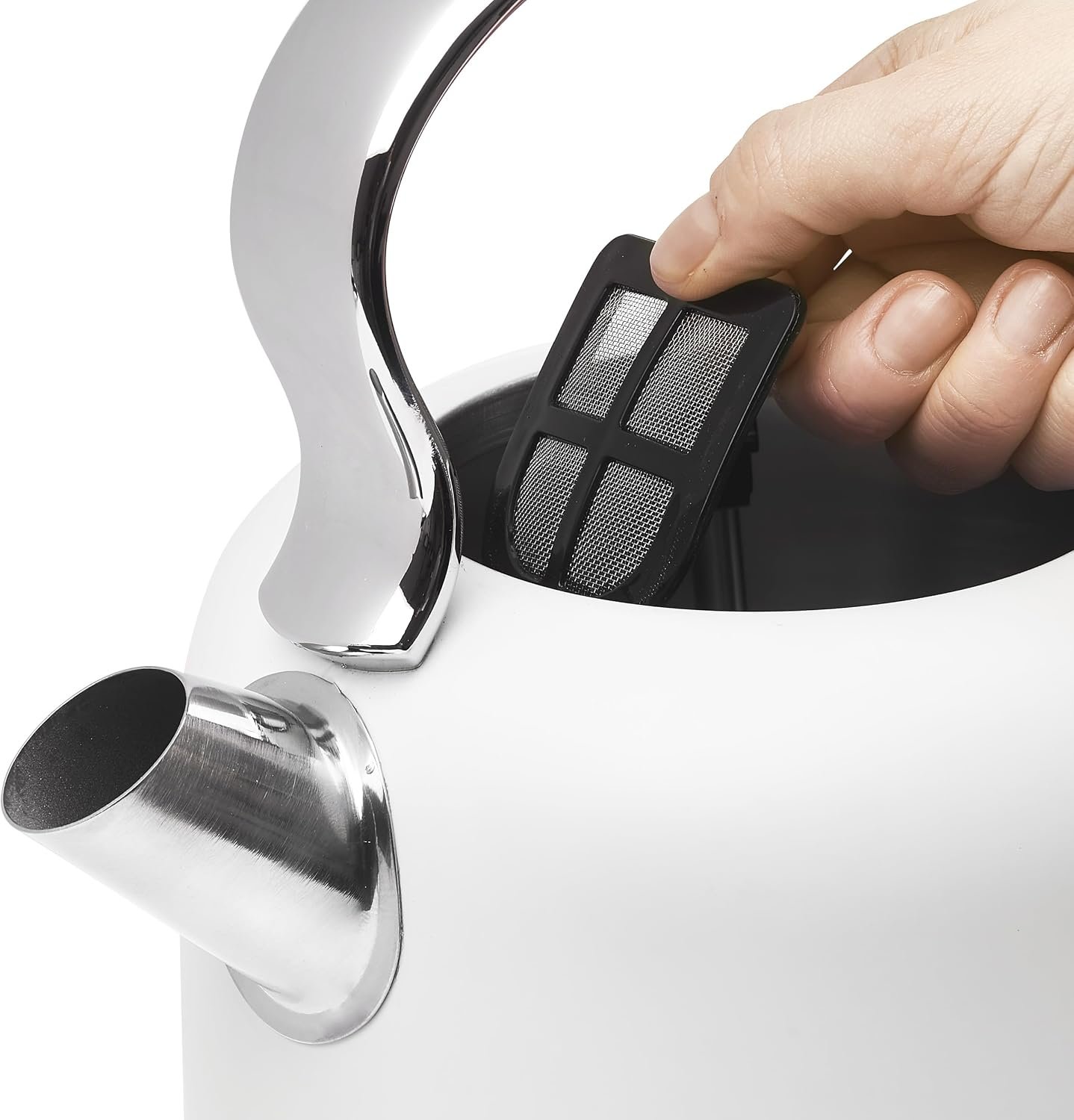 HADEN Chelsea 1.7 Liter (7 Cup) Cordless Electric Kettle with Auto Shut-Off and Boil-Dry Protection Ivory and Chrome - Image 5