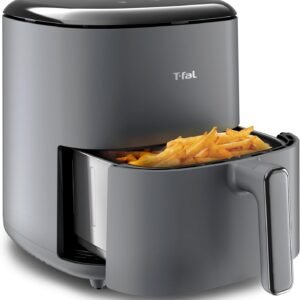 T-fal, Air Fryer, Easy Fry 5L Capacity Air fryer with basket, 10 Auto Cooking Programs 5.3 quarts, Digital Touchscreen, Dishwahser Safe Basket, Healthy and Crispy Results, Toast, Bake, Grey