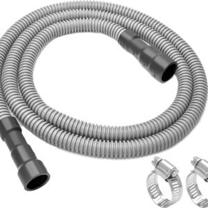 MyLifeUNIT Universal Dishwasher Drain Hose, 10 Ft Dishwasher Discharge Hose Extension, Corrugated and Flexible Dishwasher Hose Drain Replacement with 2 Clamps, Fits 11/16″,1″ and 1-1/8″