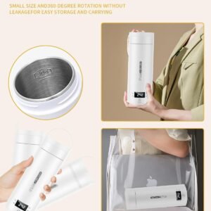 VICBINLY Travel Electric Tea Kettle, 450ml Portable Kettle, Mini Tea Kettle, One Cup Hot Water Boiler Mini Kettle Automatic Shut Off, Temperature Control, White TKB03