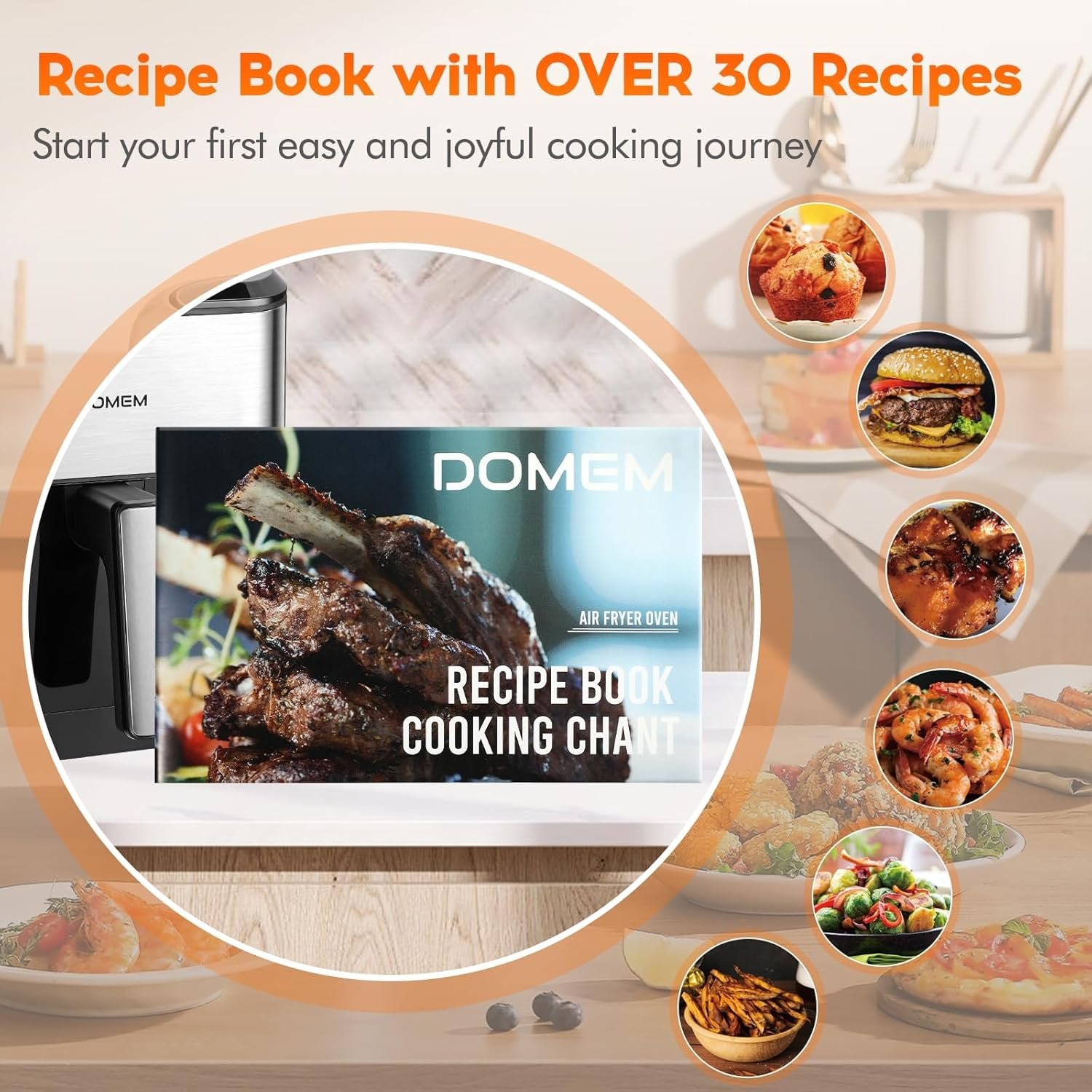 6.2 Qt 1500W Large-Capacity Air Fryer with Non-Stick Basket, 8-in-1 Multi-Function Air Fryer with Preset, Cooker for Healthy and Low-Oil Meals, Convenient Operation - Image 8