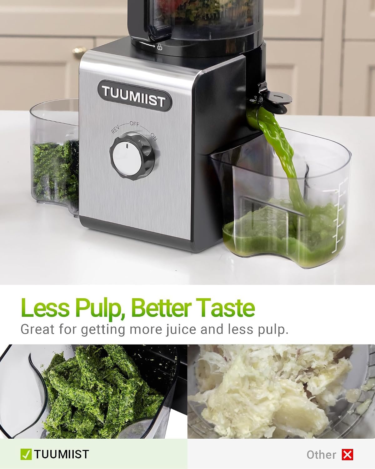 Juicer Machine, 6.5" Large Feed Chute Cold Press Juicer with 350W, Slow Masticating Juicer for Whole Vegetables & Fruits, High Juice Yield, Easy to Clean, Black - Image 9