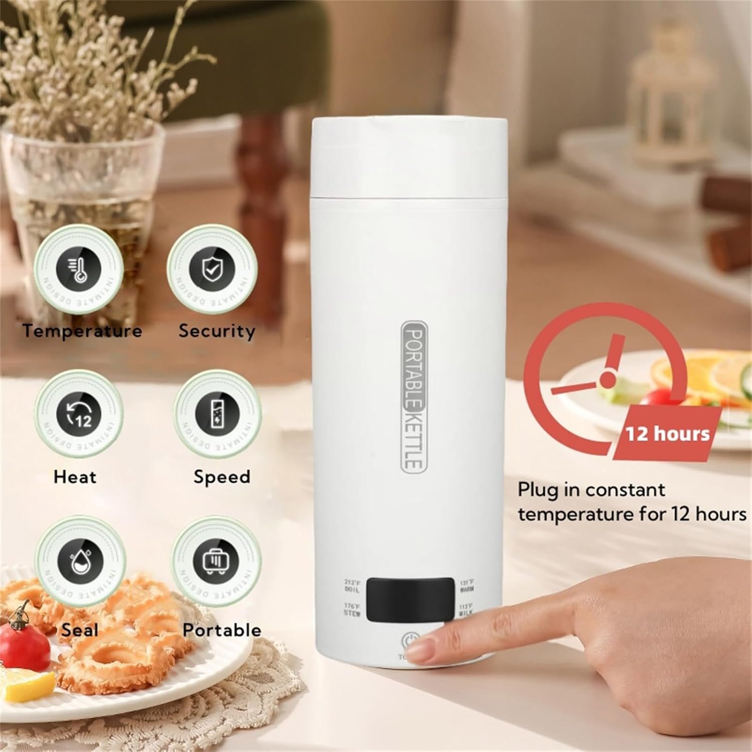 Portable Electric Kettle, 450ml Travel Kettle, Mini Tea Kettle Electric Water with Display 4 Temperature Control, Leak-Proof, Quick Boil, Stainless Steel, Auto Shut-Off, Keep Warm - Image 5